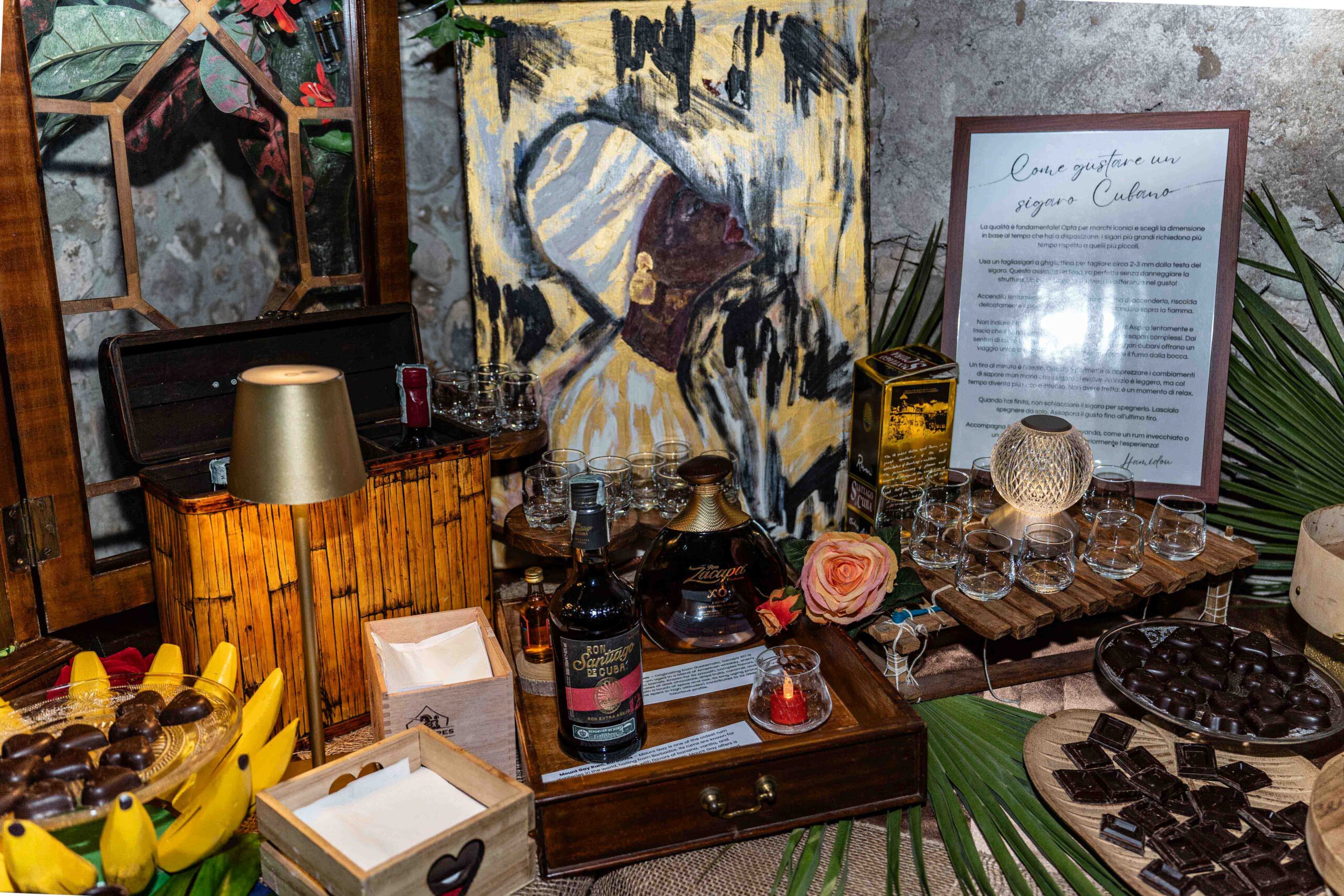 Angolo cubano con Rum Sigari e Cioccolato al Matrimonio al Mulino di Massimbona