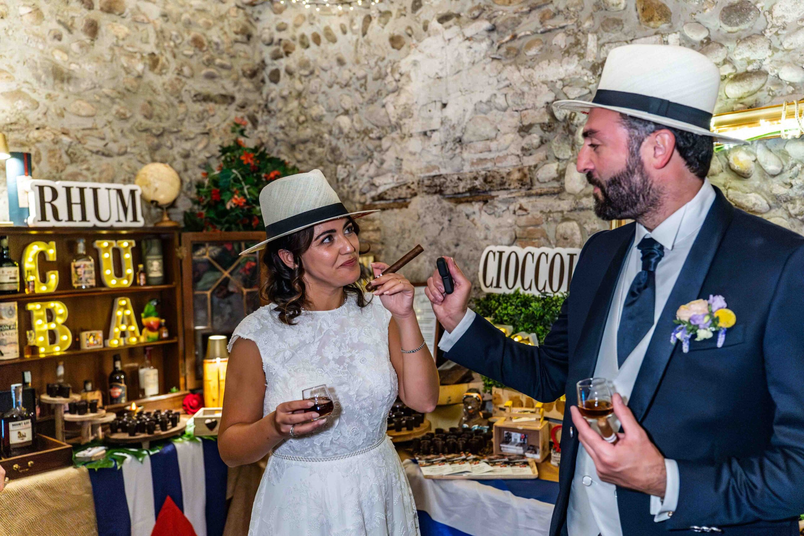 Angolo cubano con Rum Sigari e Cioccolato al Matrimonio al Mulino di Massimbona